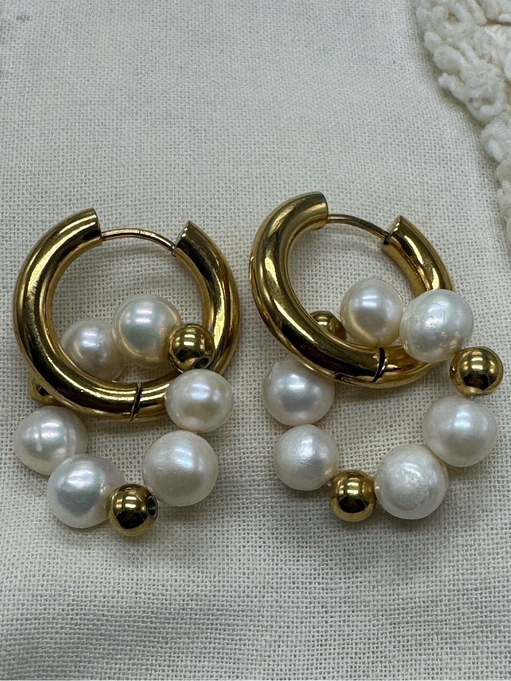 Convertible 14K Gold-Plated Steel Freshwater Pearl Hoop Earrings